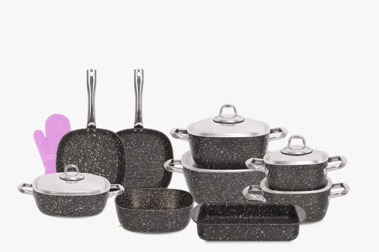 طقم جرانيت كيتشانوفا  مربع ديزاين إيطالي 15 قطعة Kitchnova